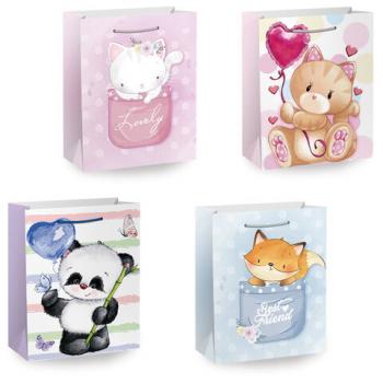 Пакет подарочный (1 штука) 26х13х32см (L) "Lovely Animals", ассорти, глиттер, ЗОЛОТАЯ СКАЗКА, 700816 - Премиум Сервис