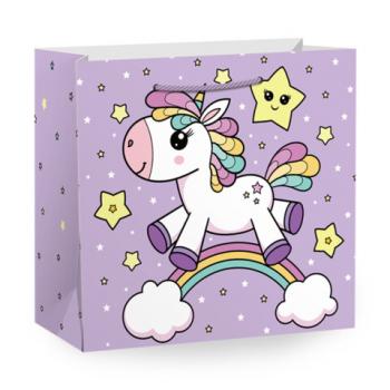 Пакет подарочный (1 штука) 20x12x25см "Единорожка", с атласной лентой, ЗОЛОТАЯ СКАЗКА, 700858 - Премиум Сервис