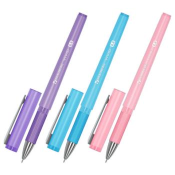 Ручки гелевые с грипом BRAUBERG "VIVID PASTEL", СИНИЕ, НАБОР 3 ШТ, игольчатый узел 0,5 мм, линия письма 0,35 мм, 144540 - Премиум Сервис