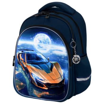 Рюкзак BRAUBERG OPTIMA, 2 отделения, с брелком, "Galactic car", 3D-панель, 36х27х18 см, 274418 - Премиум Сервис