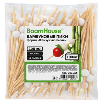 Шпажки-пики для канапе бамбуковые форма "Жемчужина белая" 12 см, 100 шт, BOOMHOUSE, 701966 - Премиум Сервис