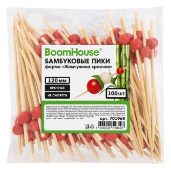 Шпажки-пики для канапе бамбуковые форма "Жемчужина красная" 12 см, 100 шт, BOOMHOUSE, 701968 - Премиум Сервис