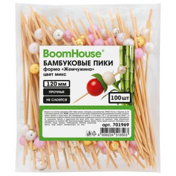 Шпажки-пики для канапе бамбуковые форма "Жемчужина" цвет микс 12 см, 100 шт, BOOMHOUSE, 701969 - Премиум Сервис