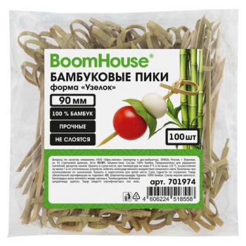 Шпажки-пики для канапе бамбуковые форма "Узелок" 9 см, 100 шт, BOOMHOUSE, 701974 - Премиум Сервис