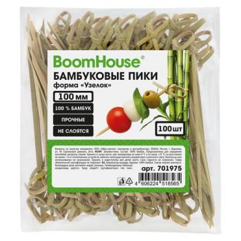 Шпажки-пики для канапе бамбуковые форма "Узелок" 10 см, 100 шт, BOOMHOUSE, 701975 - Премиум Сервис