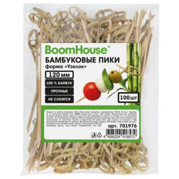 Шпажки-пики для канапе бамбуковые форма "Узелок" 12 см, 100 шт, BOOMHOUSE, 701976 - Премиум Сервис