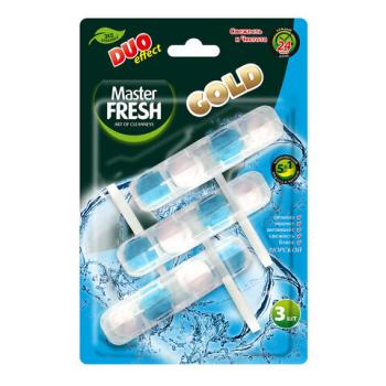 Блок туалетный подвесной твердый 3шт x 50г MASTER FRESH GOLD DUO EFFECT 5в1 "Морской", С0007434 - Премиум Сервис