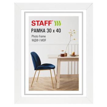 Рамка 30*40 см небьющаяся, багет 30 мм, МДФ, STAFF "Style", белая, 391339 - Премиум Сервис