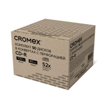 Диск CD-R CROMEX, 700 Mb, 52x, в конверте с перфорацией КОМПЛЕКТ 50 шт., 514306 - Премиум Сервис