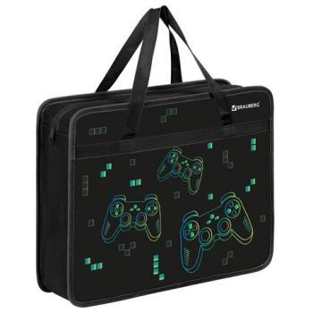 Папка на молнии с ручками BRAUBERG А4, 1 отделение, пластик, 80 мм, "Pixel gamepad", 274497 - Премиум Сервис