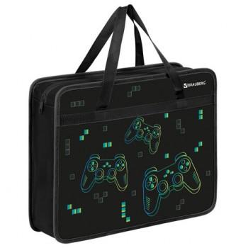 Папка на молнии с ручками BRAUBERG А4, 1 отделение, пластик, 80 мм, "Pixel gamepad", 274497 - Премиум Сервис