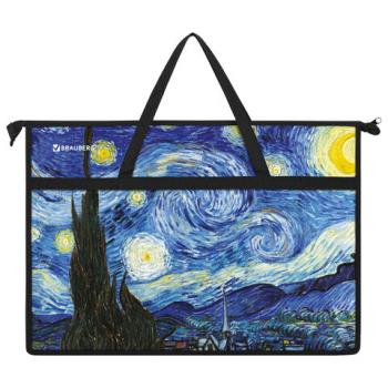 Папка для рисунков и чертежей с ручками BRAUBERG А3, пластик, молния сверху, "Van Gogh", 274540 - Премиум Сервис