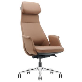 Кресло HAWASAN PREMIUM EX-840 STELLAR, синхромеханизм, алюминий, экокожа, коричневое, 533242 - Премиум Сервис