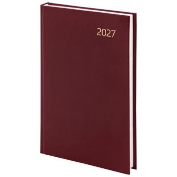 Ежедневник датированный 2027 145х215мм, А5, STAFF, обложка бумвинил, бордовый, 117814 - Премиум Сервис