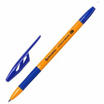 Ручки шариковые с грипом BRAUBERG "ULTRA GT ORANGE", НАБОР 8 ШТУК, СИНИЕ, корпус оранжевый, узел 0,7 мм, линия 0,35 мм, 144530 - Премиум Сервис