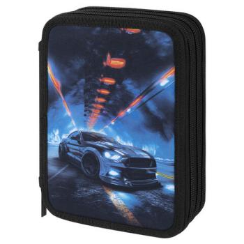 Пенал BRAUBERG, 3 отделения, полиэстер, 21х14 см, "Night race", 274601 - Премиум Сервис