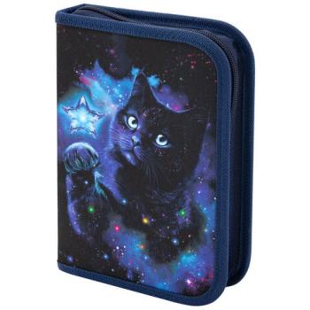 Пенал BRAUBERG с наполнением, 1 отделение, 1 откидная планка, 24 предмета, 21х14 см, "Star cat", 274615 - Премиум Сервис