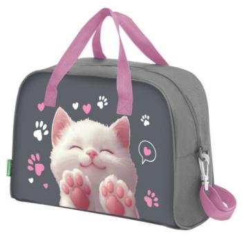 Сумка для занятий с плечевым ремнем, подкладкой BRAUBERG KIDS с ручками, 35x25x15 см, "Purr cat", 274629 - Премиум Сервис