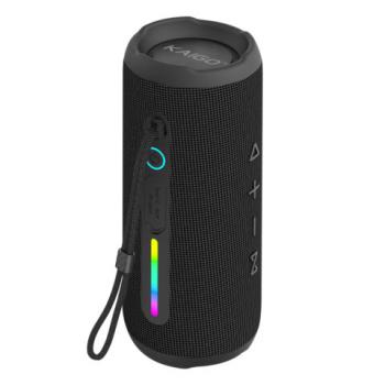 Колонка портативная KAIGO BT16T, 10 Вт, Bluetooth, Micro SD, AUX, RGB, TWS, IPX7, черная, 514225 - Премиум Сервис