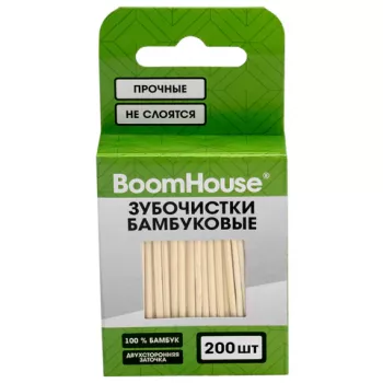 Зубочистки бамбуковые 200 шт. в коробке с подвесом, BOOMHOUSE, 701954 - Премиум Сервис