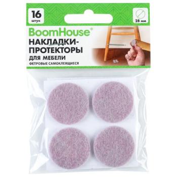 Накладки-протекторы для мебели ФЕТРОВЫЕ самоклеящиеся, d=28 мм, бежевые, КОМПЛЕКТ 16 шт., BOOMHOUSE (БУМХАУС), 701824 - Премиум Сервис