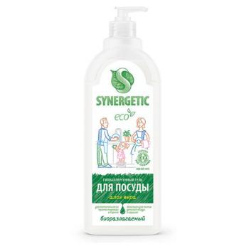 Гель для мытья посуды биоразлагаемый 1 л, SYNERGETIC "Алоэ", дозатор, 103103/8 - Премиум Сервис