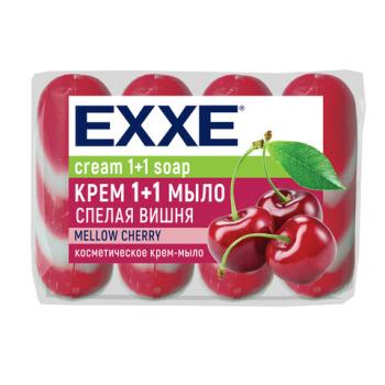 Мыло-крем туалетное 1+1 косметическое 300 г EXXE, КОМПЛЕКТ 4 шт. х 75 г, "Спелая вишня", С0007350 - Премиум Сервис