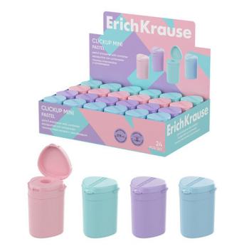 Точилка ERICH KRAUSE "ClickUp Mini Pastel", с контейнером, пластиковая, корпус ассорт, 60064 - Премиум Сервис