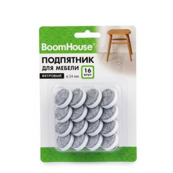 Подпятник фетровый для мебели 24 мм КОМПЛЕКТ 16 шт., BoomHouse, 701834 - Премиум Сервис