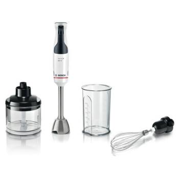 Блендер погружной BOSCH MSM4W421, 800 Вт, 1 скорость, 3 насадки, стакан, белый - Премиум Сервис