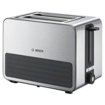 Тостер BOSCH TAT7S25, 1050 Вт, 2 тоста, 7 режимов, металл, серебристый - Премиум Сервис