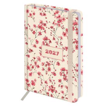 Ежедневник датированный 2027 с резинкой, 145х203 мм, А5, BRAUBERG, твердый, "Flower pattern", 117831 - Премиум Сервис