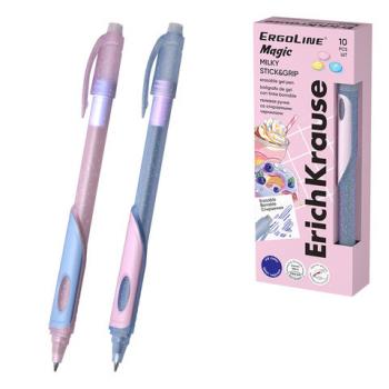 Ручка стираемая гелевая ERICH KRAUSE "ErgoLine Magic Stick&Grip Milky", СИНЯЯ, линия 0,5 мм, 65674 - Премиум Сервис