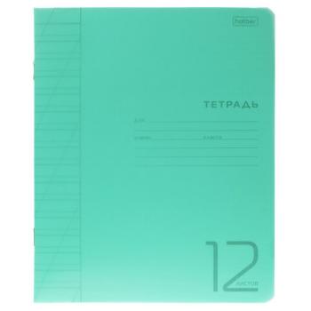 Тетрадь обложка пластик, 12л. косая линия, HATBER, Зеленая, 095818, 12Т5В6 - Премиум Сервис