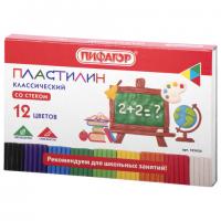 Пластилин классический ПИФАГОР ШКОЛЬНЫЙ, 12 цветов, 180 г, со стеком, 105434 - Премиум Сервис