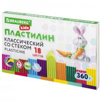 Пластилин классический BRAUBERG KIDS, 18 цветов, 360 г, со стеком, 106510 - Премиум Сервис