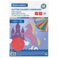 Картон цветной А4 СУПЕРБЛЕСТКИ, 10 листов 10 цветов, 280 г/м2, BRAUBERG, 113508 - Премиум Сервис