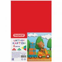 Картон цветной А4 немелованный (матовый), 8 листов 8 цветов, ПИФАГОР, 200х283 мм, 127050 - Премиум Сервис