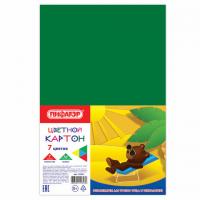 Картон цветной А4 немелованный (матовый), 7 листов 7 цветов, ПИФАГОР, 200х283 мм, 127051 - Премиум Сервис