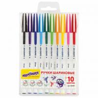 Ручки шариковые ЮНЛАНДИЯ "РАДУГА", НАБОР 10 цветов, длина письма 2000 м, узел 1 мм, линия письма 0,5 мм, 143497 - Премиум Сервис