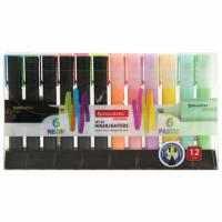 Набор текстовыделителей 12 ЦВЕТОВ на подставке, BRAUBERG "ORIGINAL", линия письма 1-5 мм, 151699 - Премиум Сервис
