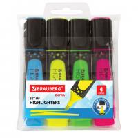 Набор текстовыделителей BRAUBERG 4 шт., АССОРТИ, "EXTRA", прорезиненный корпус, линия 1-5 мм, 151746 - Премиум Сервис