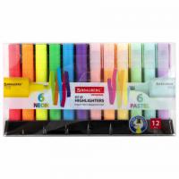 Набор текстовыделителей 12 ЦВЕТОВ на подставке, BRAUBERG "ORIGINAL NEON", линия письма 1-5 мм, 152217 - Премиум Сервис