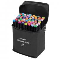 Маркеры для скетчинга двусторонние, НАБОР 48 шт., текстильный чехол, BRAUBERG, 152231 - Премиум Сервис