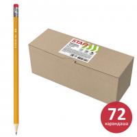 Карандаши чернографитные простые с ластиком HB, ВЫГОДНАЯ УПАКОВКА КОМПЛЕКТ 72 штуки, STAFF, 181882 - Премиум Сервис