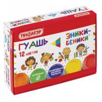 Гуашь ПИФАГОР "ЭНИКИ-БЕНИКИ", 12 цветов по 10 мл, 191330 - Премиум Сервис