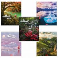 Тетрадь А5 96 л. HATBER скоба, линия, обложка картон, "Удивительный мир" (5 видов), 96Т5В2 - Премиум Сервис