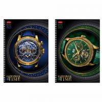 Тетрадь А4, 80 л., HATBER гребень, клетка, 3D фольга, "TIME" (2 вида в спайке), 80Т4лофлВ1гр - Премиум Сервис
