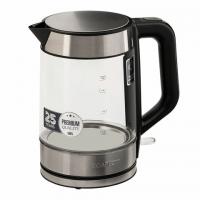 Чайник SCARLETT SC-EK27G101, 1,8 л, 2200 Вт, закрытый нагревательный элемент, стекло, черный - Премиум Сервис