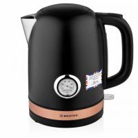 Чайник с термометром BRAYER BR1005BK, 1,7 л, 2200 Вт, закрытый нагревательный элемент, сталь, черный - Премиум Сервис